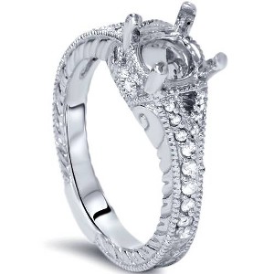 Pompeii3 1/4ct Vintage Engagement Ring Setting 14K White Gold Mounting - 1 of 4
