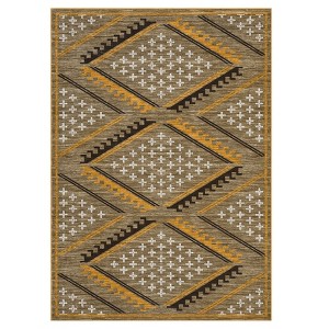 9'x12' Modern Geometric Bedroom Rugs, Washable Non Slip Large Throw Carpet for Living Room, Low Pile Stain Resistant Dining Room Rugs, Yellow - 1 of 4