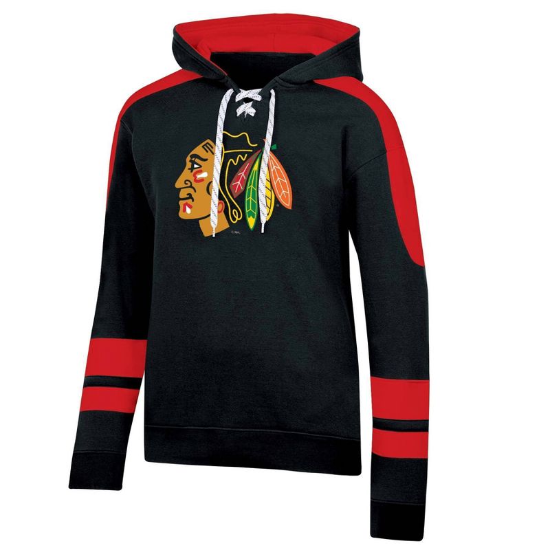 NHL Chicago Blackhawks Men&#39;s Long Sleeve Hooded Sweatshirt with Lace, 1 of 4