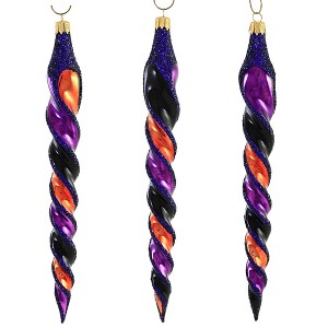 Sbk Gifts Holiday 8.0 Inch Orange Black Purple Twist Set/3 Halloween Ornament Retro Tree Ornament Sets - 1 of 4