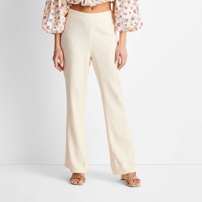 Women's High-Rise Linen Flare Pants - Future Collective™ with Jenny K. Lopez Cream, 1 of 5