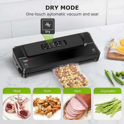 Compact Black Multi-Functional Food Vacuum Sealer with Accessory Hose