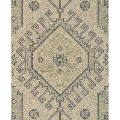 Sage Green Wool and Nylon Medallion Area Rug 6'6" X 9'