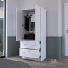 ORRD White Wardrobe with Hanging Rod & Drawer, Bedroom Storage Cabinet with Shelf | Easy Assembly Closet Organizer - 3 of 4