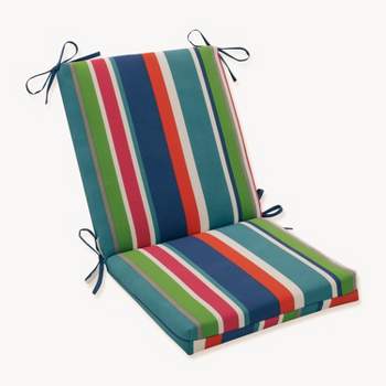 St. Lucia Stripe Squared Corners Outdoor Chair Cushion Blue - Pillow Perfect