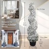 poetree 3 ft./4 ft. Artificial Flocked Boxwood Spiral Topiary Trees with Planters for Outdoor & Indoor Christmas Decor, 2-Pack - 4 of 4
