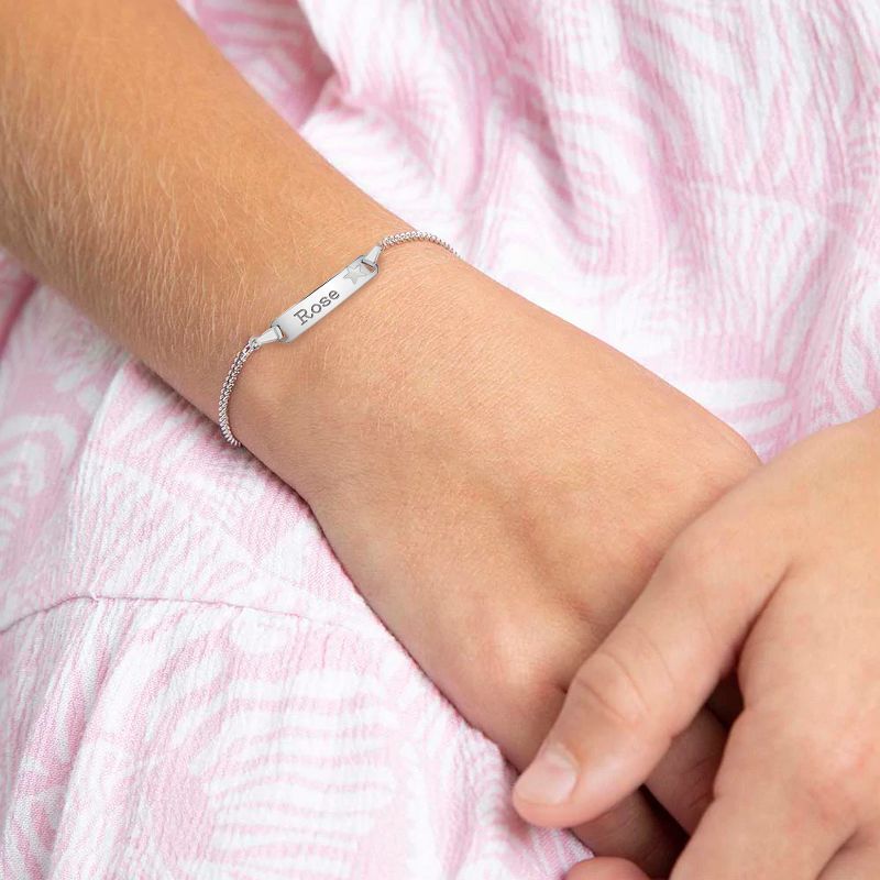 Girl's Star Link Tag ID Bracelet Sterling Silver - In Season Jewelry, 2 of 5