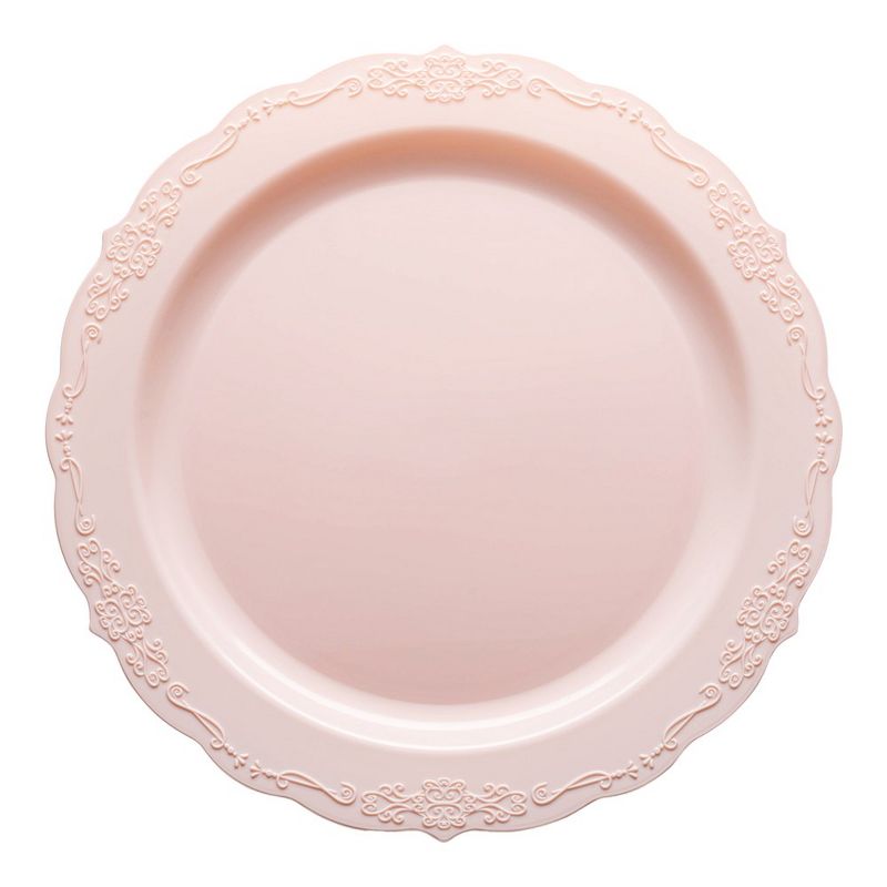 Smarty Had A Party 10" Pink Vintage Round Disposable Plastic Dinner Plates (120 Plates), 1 of 7