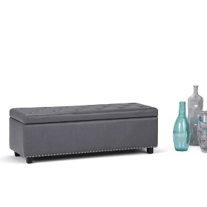 NicBex 47.6" Storage Bench Rectangle Ottoman with Storage Faux Leather Fabric Button-tufted Bench for Bedroom, Entryway, Gray - 1 of 4