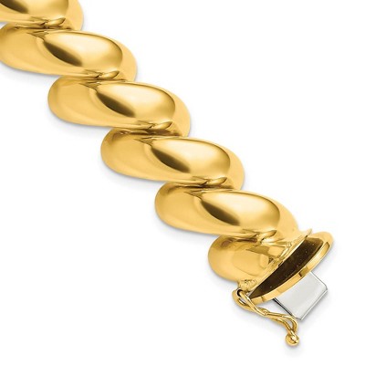 Black Bow Jewelry 14k Yellow Gold 14mm Polished Hollow San Marco Chain Bracelet