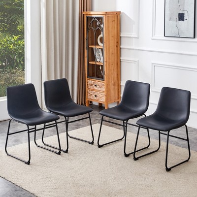 Set of 4 Suede Dining Chairs, Comfortable Bar Stools for Industrial and Vintage Style, 17.7*20.87*37in