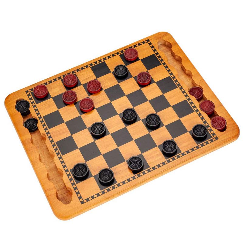 WE Games 14.5 in. Red and Black Solid Wood Checkers Set, Grooves in Board, 6 of 9