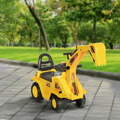 Yellow and Black Kids Ride-On Excavator with Storage