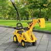 HOMCOM Ride On Excavator Pull Cart, Kids Digger Ride on Truck with Horn,  Storage, Sit and Scoot Pretend Play Toy Construction Car, Ages 18M+