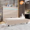Bed Frame with LED Lights Charging Station, Corduroy Upholstered Platform Bed Frame - 3 of 4
