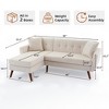 SKRAN 3 Seat 80" W L Shaped Couch Sofa with Wide Chaise Lounge & Two Pillows,Button Tufted Upholstered Sectional Sofa for Bedroom Living Room, Beige - 3 of 4