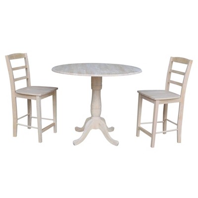 35 5 Malcolm Round Counter Height Table With Two Madrid Stools Natural Wood International Concepts Target
