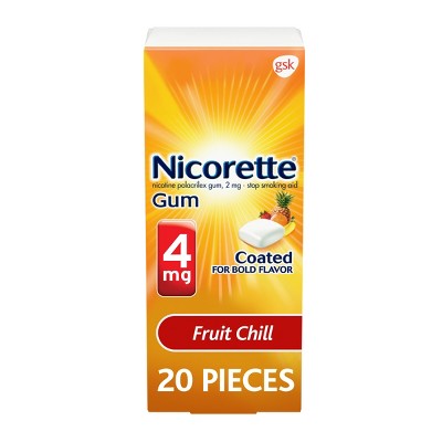 Nicorette 4mg Stop Smoking Aid Nicotine Gum - Fruit Chill - 20ct