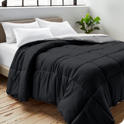 Queen Black and Gray Reversible Down Alternative Comforter