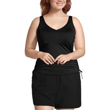 AVENUE | Women's Plus Size V Tiered Tankini Top - black - 14W