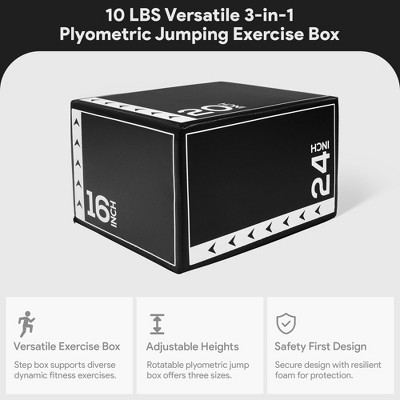 Black and White 10 Pound Foam Plyometric Exercise Box