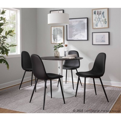 Contemporary 40" Round Wood & Marble Dining Table