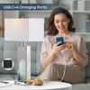 ROTTOGOON Modern Table Lamp Set of 2 Touch Control, Silver Mirror Dimmable Lamp with USB C+A Ports& White Fabric Shade for Living Room Bedroom - 3 of 4