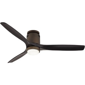 52" Casa Vieja Rustic Farmhouse 3 Blade Hugger Indoor Ceiling Fan with Dimmable LED Light Remote Control Oil Rubbed Bronze Matte Black for Living Room - 1 of 4