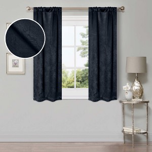 Modern Geometric Waves Room Darkening Semi-Blackout Curtains, Set of 2 by Blue Nile Mills - 1 of 4