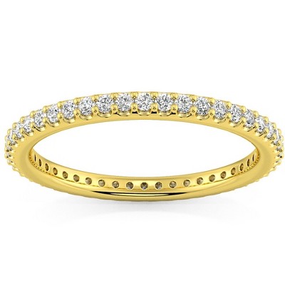 Pompeii3 1/3Ct Diamond Eternity Ring Stackable Wedding Band Gold Lab Created