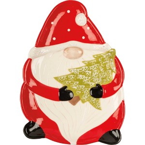 11.5 Inch Santa Gnome Platter Tree Christmas Serving Platters - 1 of 4