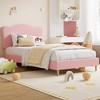 Bed Frame for Kids with Scallop Headboard, Cute Velvet Twin Bed for Girls, Boys, Sturdy Platform Bed, No Box Spring Needed, Wooden Slats, Noise Free - 3 of 4