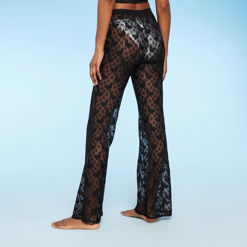 Women's Sheer Lace Flare Cover Up Pants - Wild Fable™ Black, 3 of 7