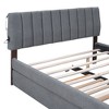 Okak Queen Platform Bed Frame with Upholstered and LED Lights No Box Spring Needed Teddy Fleece Bed with Trundle Easy Assembly, Gray - 4 of 4