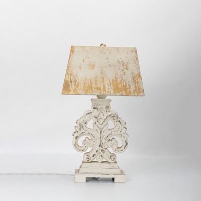 Rustic Vintage Table Lamp with Distressed Finish, 27.56" tall, Elegant White Decor Light, 1pc