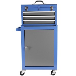 Heavy-Duty Steel Rolling Tool Chest Cabinet with 3 Drawers, Lockable Storage, and 360° Casters, Portable Organizer Cart for Garage Workshop - 1 of 4