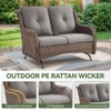 Buenhomino Patio Loveseat Rattan Glider Sofa with Curved Armrest Thicking Back & Seat Cushions for Garden Balcony Backyard - 4 of 4