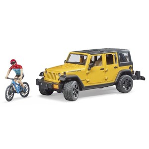 Bruder Jeep Wrangler Rubicon w Mountain bike and figure - 1 of 4