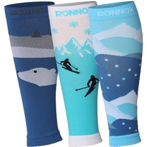 Tipi Toe Unisex 3 Pairs Winter Wonderland Blues Arctic Inspirations Calf Compression Tube Sleeves 12-14 mmHg Great for Athletic & Medical Use - 1 of 1
