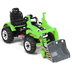 Infans Kids Ride On Excavator Truck 12V Battery Powered With Front Loader Digger Green - 1 of 4
