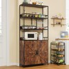 Tall Bar Cabinet 70.8" Bakers Rack with Cabinet Large Microwave Stand with Glass Holder - 4 of 4