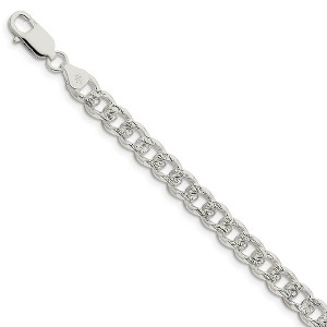 Black Bow Jewelry 7.5mm, Sterling Silver Solid Pave Curb Chain Bracelet - 1 of 4