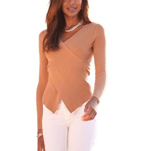 Women's Overlapping V-Neck Sweater - LASCANA - 1 of 4
