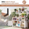 Potting Bench with Hutch, 50.2"W Solid Fir Wood Garden Workstation with Shelves, Cabinets and Side Hooks, Outdoor Planting Table - ModernLuxe - 4 of 4