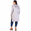 24seven Comfort Apparel Plus Size Knee Length Long Sleeve Hooded Womens Cardigan Shrug - 3 of 4