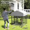 Skyzone Spacious Outdoor Dog Kennel with 360° Rotating 4-Level Bowls, PE Waterproof Cover, Lockable - 3 of 4