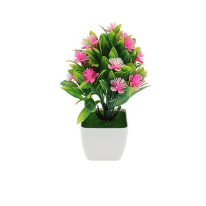 Unique Bargains Artificial Plants 17-Bud Square Pot Plum Blossom Arrangement Plastic 2.95"x2.95"x8.27" 1 Pcs - 1 of 4