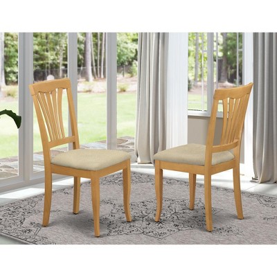 Avon Linen Fabric Upholstered Oak Dining Chairs - Set of 2