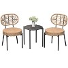 3 Piece Wicker Patio Bistro Set, Outdoor Furniture Bistro Set of 3 with Coffee Table,2 Round Rattan Chairs Conversation for Yard,Bistro,Garden,Balcony - 2 of 4