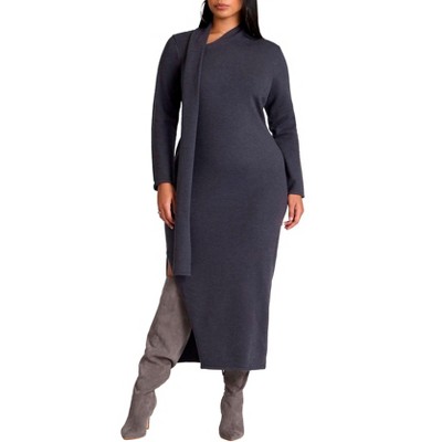 ELOQUII Women's Plus Size Scarf Sweater Dress
